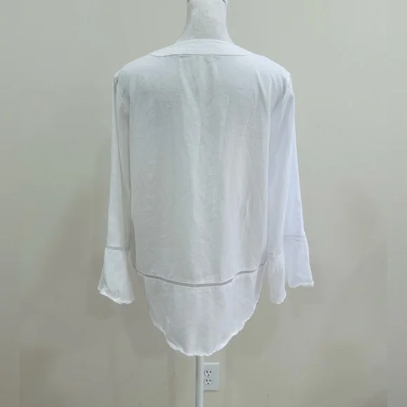 Soft Surrounding Women’s Lyocell White Ruffle Sleeve Top Blouse Size S - Picture 5 of 10
